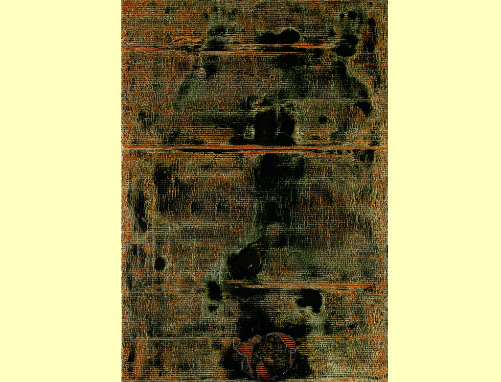Empreinte 1971 - 162 x 114 cm - Carton ondulé, peinture à l'huile sur contreplaqué